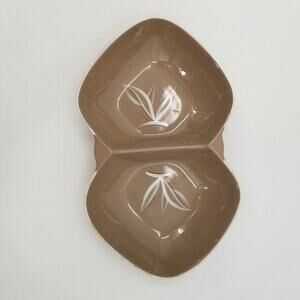 Winfield Desert Dawn Brown / Cream Handcrafted china MCM DOUBLE SERVING DISH